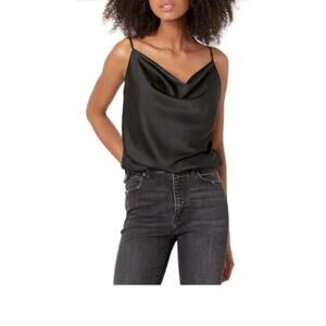 NWT The Drop Christy Black Cowl-Neck Cami Silky Tank Top Size S